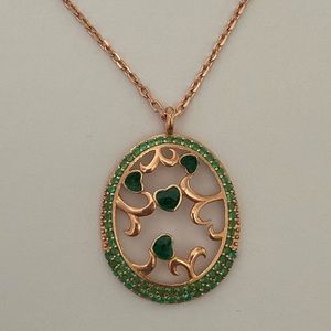 925 Silver oval tree of life heart necklace 14K rose gold plated